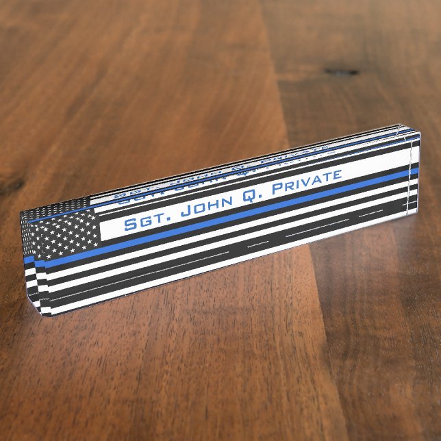 Thin Blue Line American Flag Nameplate (Side)