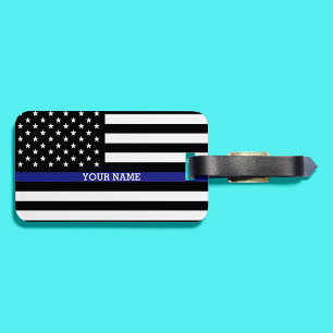 Thin Blue Line - American Flag Personalised Custom Luggage Tag