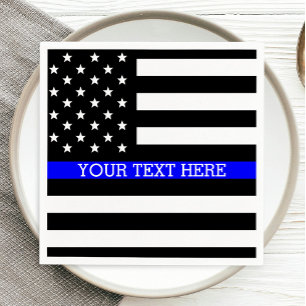 Thin Blue Line - American Flag Personalised Custom Napkin