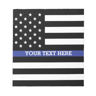 Thin Blue Line - American Flag Personalised Custom Notepad