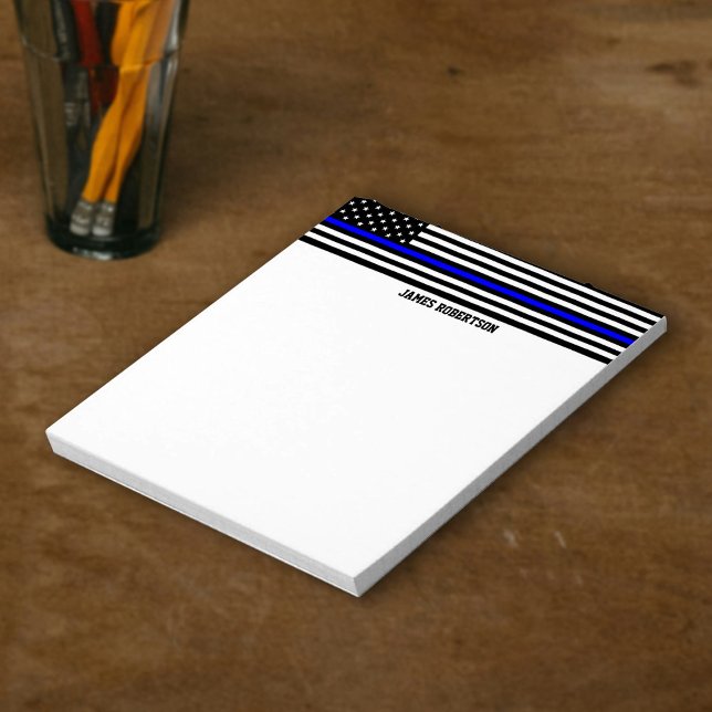 Thin Blue Line - American Flag Personalised Custom Notepad (Creator Uploaded)