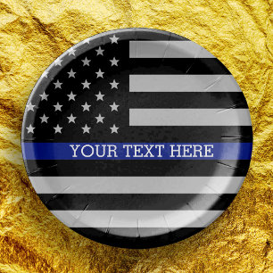 Thin Blue Line - American Flag Personalised Custom Paper Plate