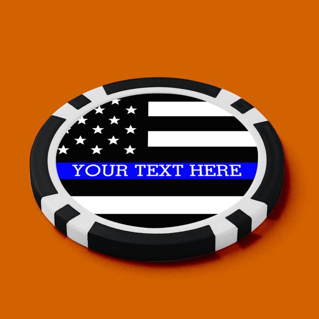 Thin Blue Line - American Flag Personalised Custom Poker Chips (Creator Uploaded)