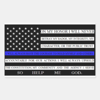 Thin Blue Line American Flag Pledge Rectangular Sticker