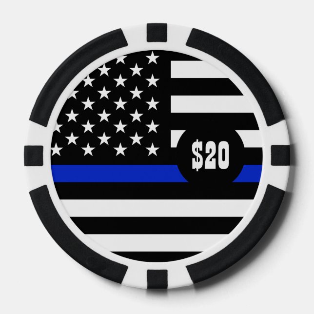 Thin Blue Line American Flag Poker Chips (Front)