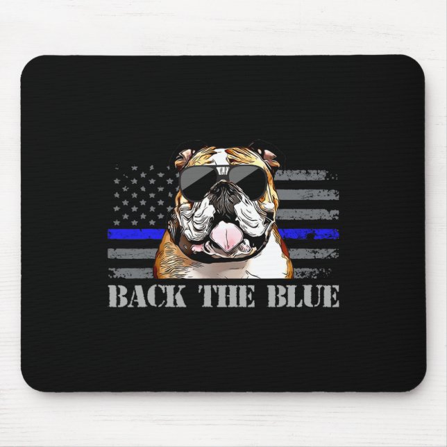 Thin Blue Line American Flag Police Dog  Mouse Pad (Front)