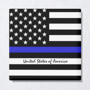 Thin Blue Line & American Flag police / USA office Magnet