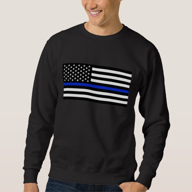 Thin Blue Line American Flag Sweatshirt (Front)