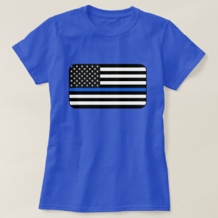 Thin Blue Line American Flag T-Shirt