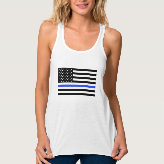 Thin Blue Line American Flag women's shirt (Front)