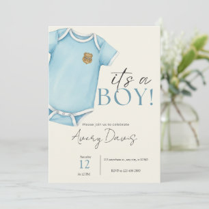 Thin Blue Line Baby Shower Invitation, Police Invitation