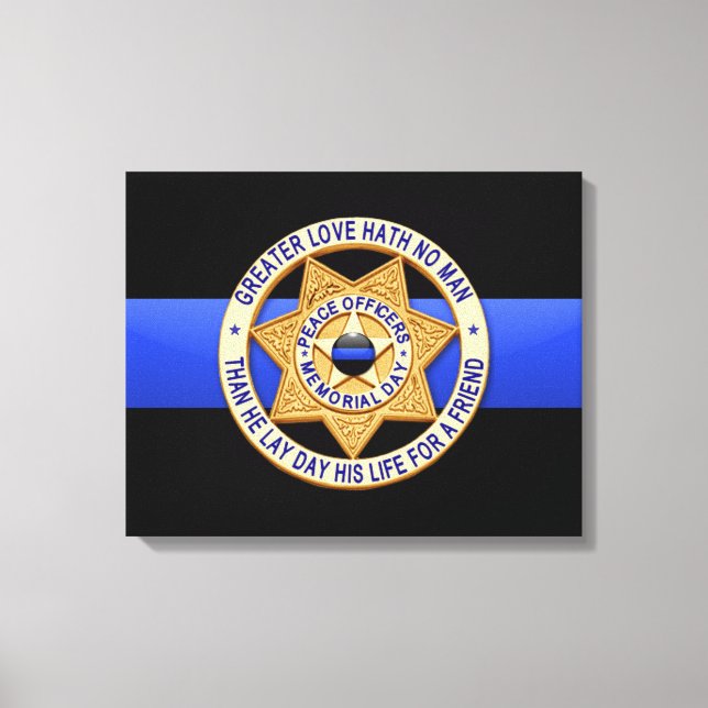 Thin Blue Line & Badge Canvas Print (Front)