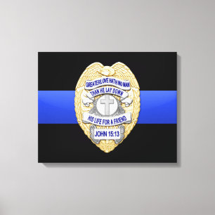 Thin Blue Line & Badge Canvas Print