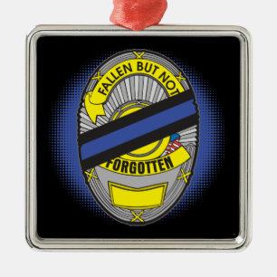 Thin Blue Line Badge Metal Tree Decoration