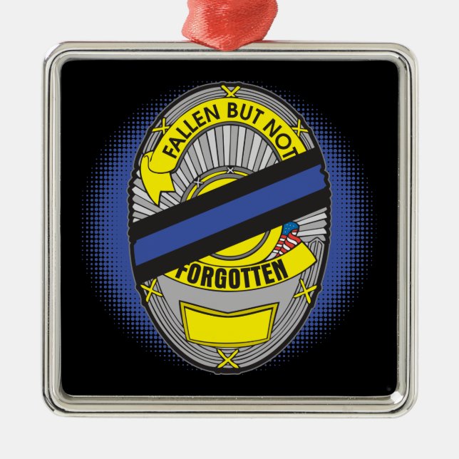 Thin Blue Line Badge Metal Tree Decoration (Front)