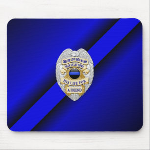 Thin Blue Line Badge Mouse Pad