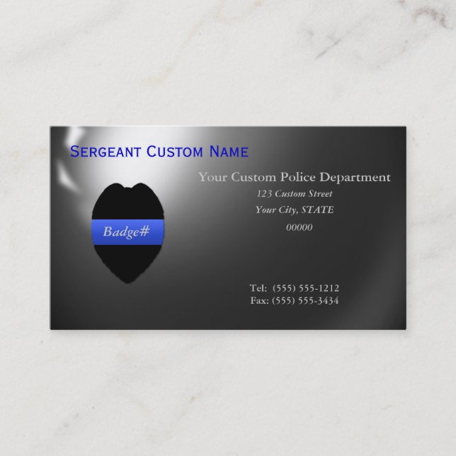Thin Blue Line - Badge Number Business Card (Front)