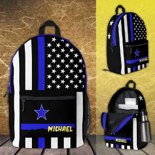 Thin Blue Line bag, American Flag police / USA  Printed Backpack