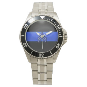 Thin Blue Line - Blue/White Sergeant Stripes Watch