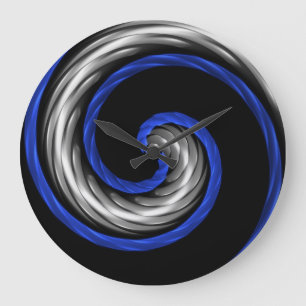 Thin Blue Line Braided Wave Large Clock