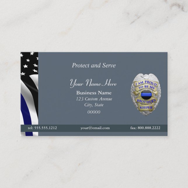 Thin Blue Line Brother's Keeper Badge Business Card (Front)