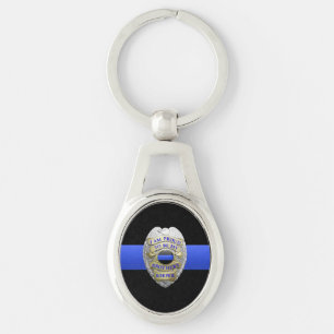 Thin Blue Line Brothers Keeper Badge Key Ring