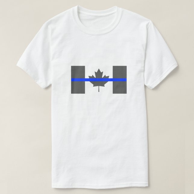 Thin Blue Line Canada flag law enforcement police T-Shirt (Design Front)