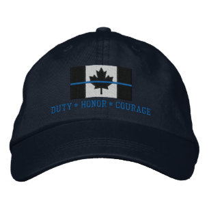Thin Blue Line Canadian Flag Duty Honour Courage Embroidered Hat
