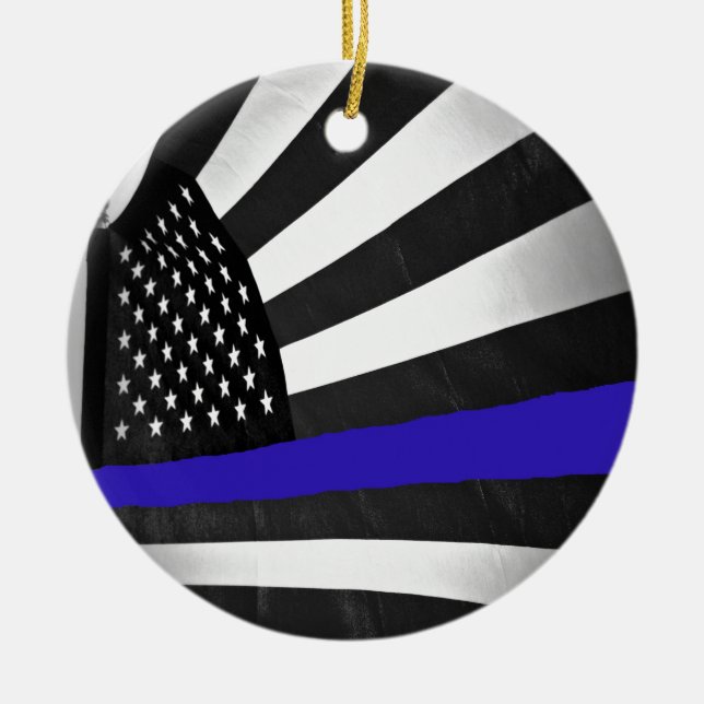 Thin Blue Line Ceramic Tree Decoration (Front)