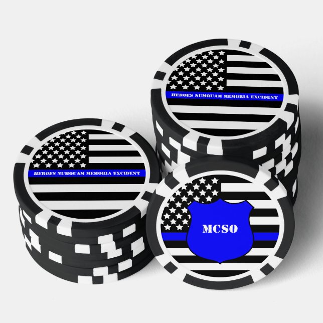 [Thin Blue Line] Challenge Coin Poker Chips (Stack)