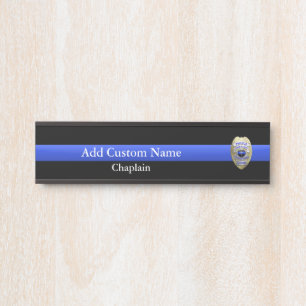 Thin Blue Line Chaplain Badge Door Sign