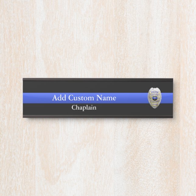 Thin Blue Line Chaplain Badge Door Sign (Front)