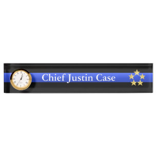 Thin Blue Line - Chief 5 Stars Rank Nameplate
