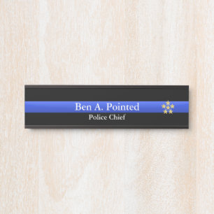 Thin Blue Line - Chief Gold Star Rank Door Sign