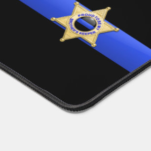 Thin Blue Line - Chief Sheriff Star Badge Desk Mat