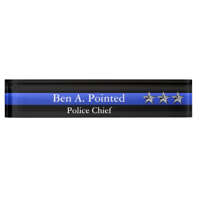 Thin Blue Line - Chief Three Star Rank Nameplate (Front)