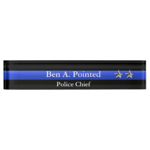 Thin Blue Line - Chief Two Stars Rank Nameplate