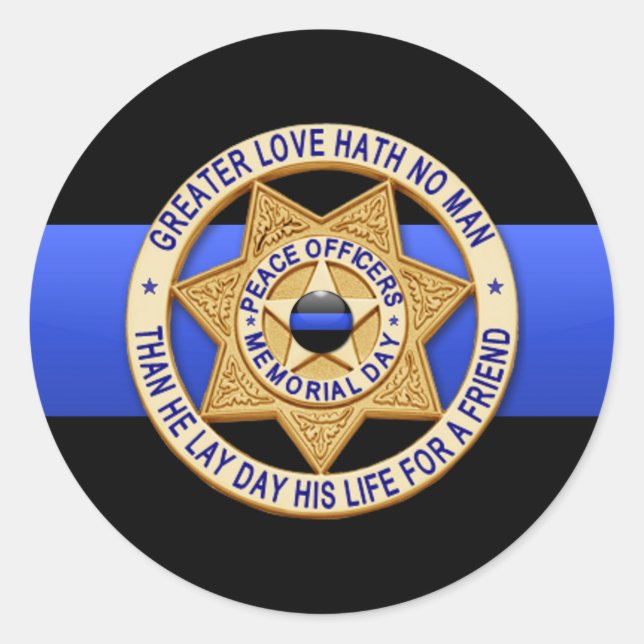 Thin Blue Line Classic Round Sticker (Front)