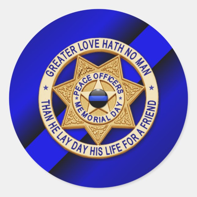 Thin Blue Line Classic Round Sticker (Front)
