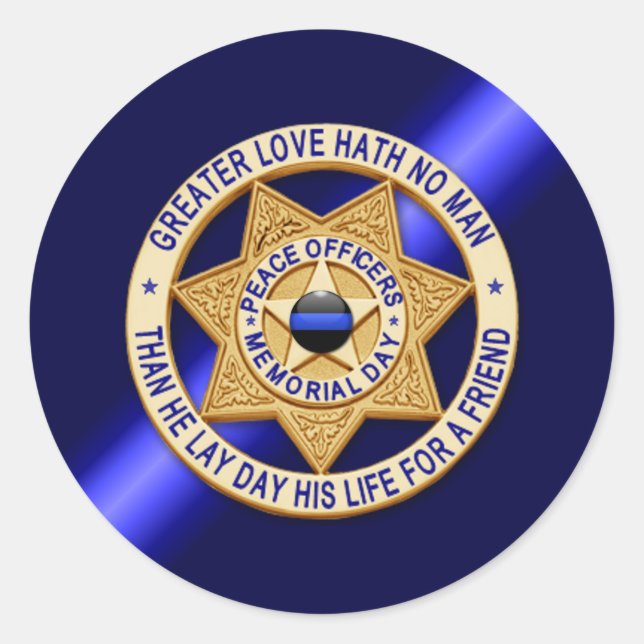 Thin Blue Line Classic Round Sticker (Front)