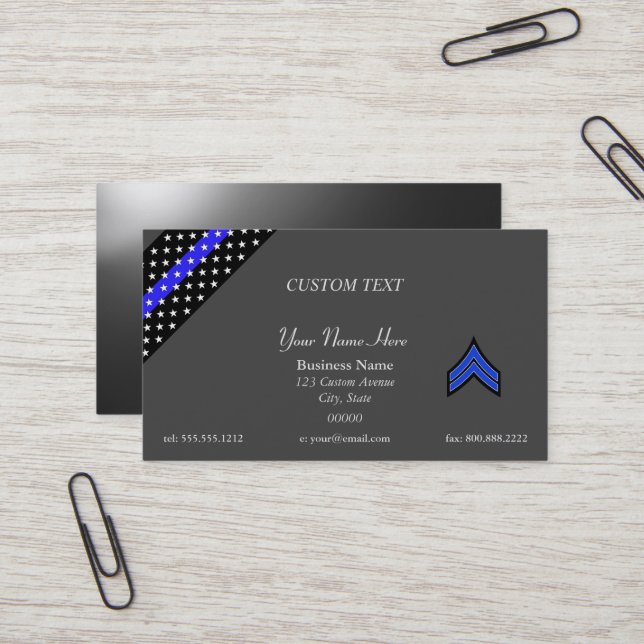 Thin Blue Line Corporal Business Card (Front/Back In Situ)