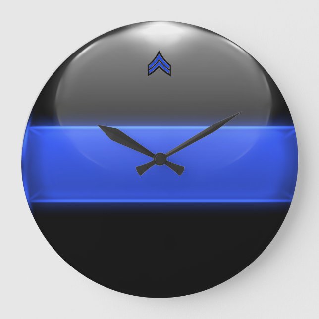 Thin Blue Line Corporal Stripes (gold trim) Large Clock (Front)