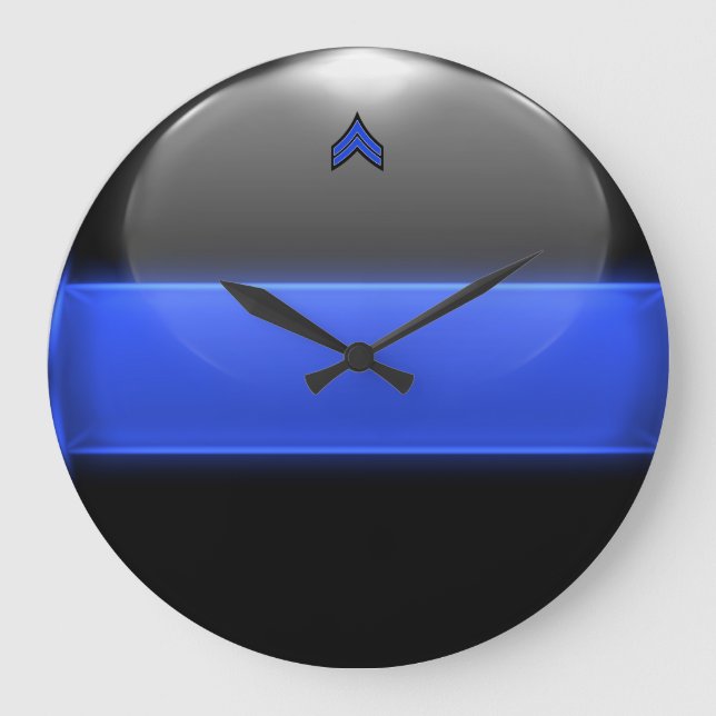 Thin Blue Line Corporal Stripes (white trim) Large Clock (Front)
