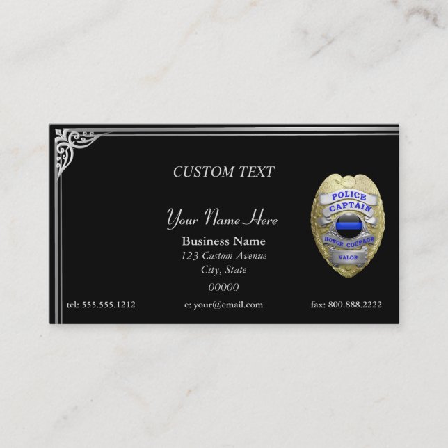 Thin Blue Line Custom Captain Business Card (Front)