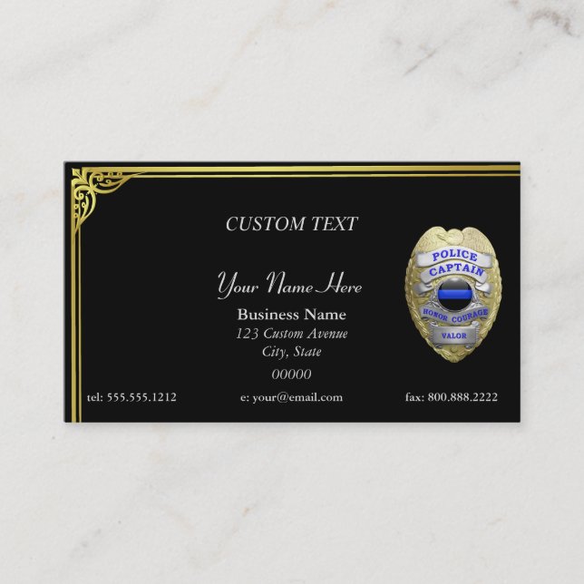Thin Blue Line Custom Captain Business Card (Front)