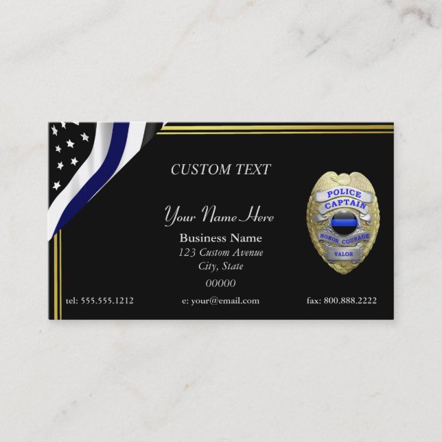 Thin Blue Line Custom Captain Business Card (Front)