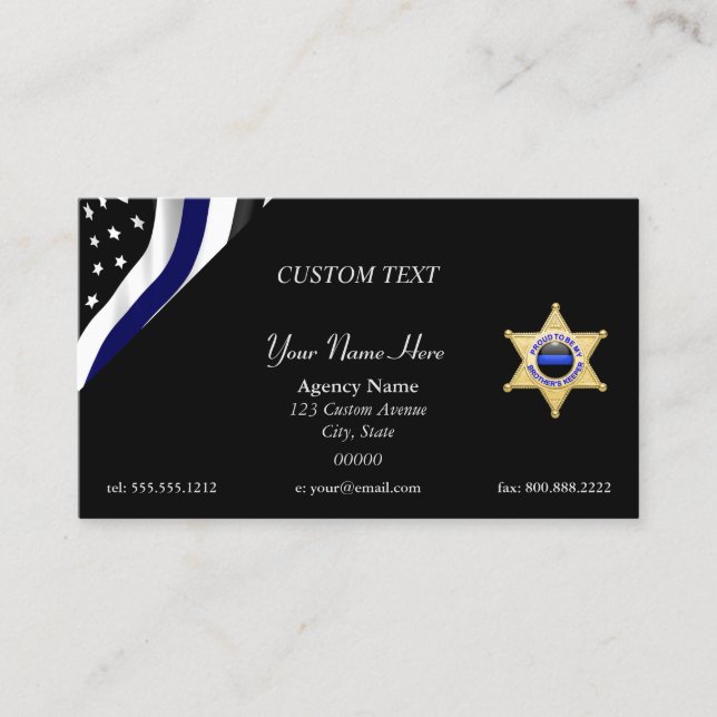 Thin Blue Line Custom Flag and Badge Business Card (Front)