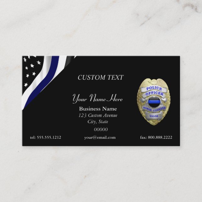 Thin Blue Line Custom Flag and Badge  Business Card (Front)