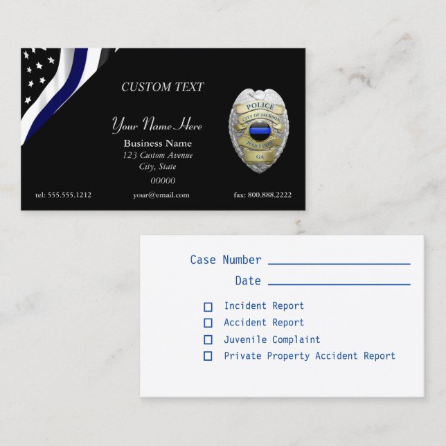 Thin Blue Line Custom Flag and Badge Business Card (Front/Back)