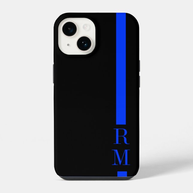 Thin Blue Line Custom Initials iPhone Case (Back)
